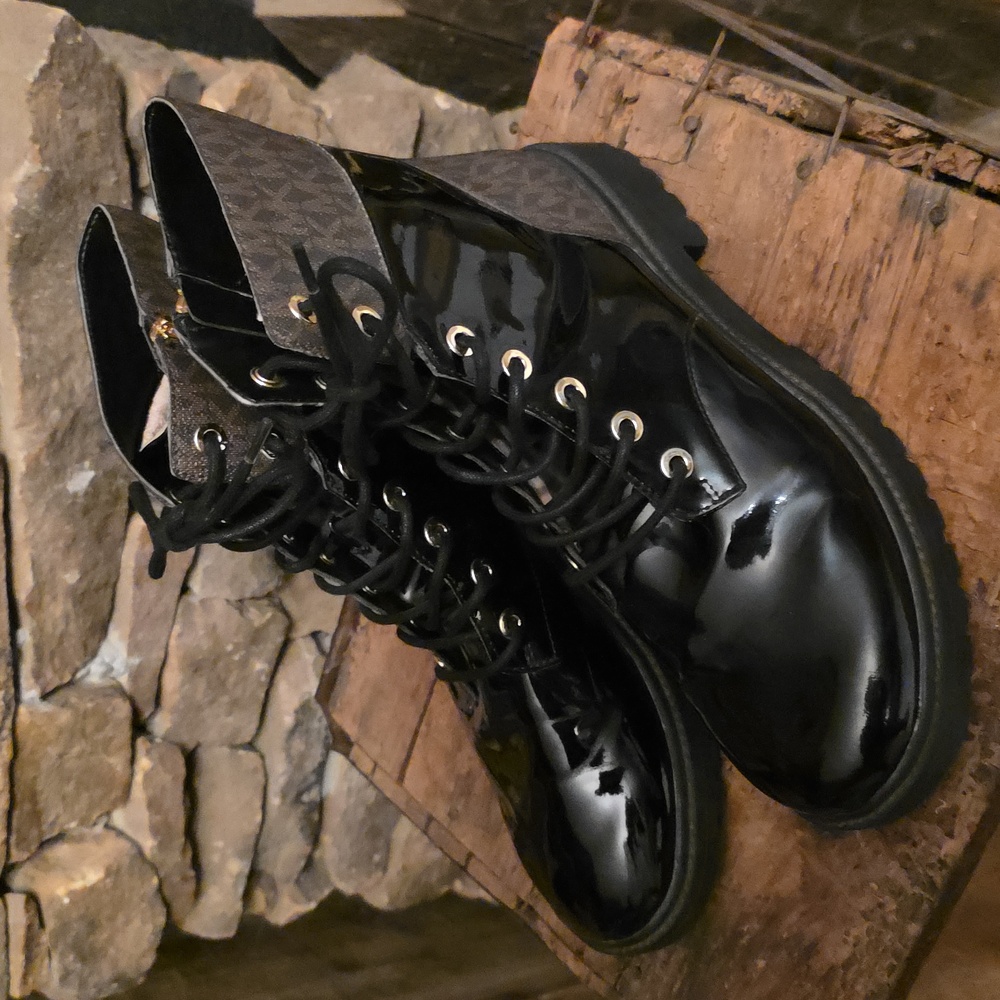 MICHAEL Michael Kors Black Combat Moto Boots